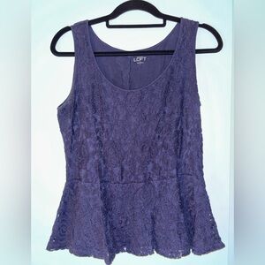 LOFT Women's Sleeveless Lace Blouse - Deep Purple